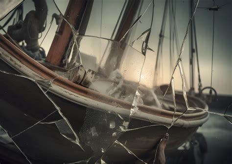 Vintage sailing boat shot through shattered glass - Impossible Images ...