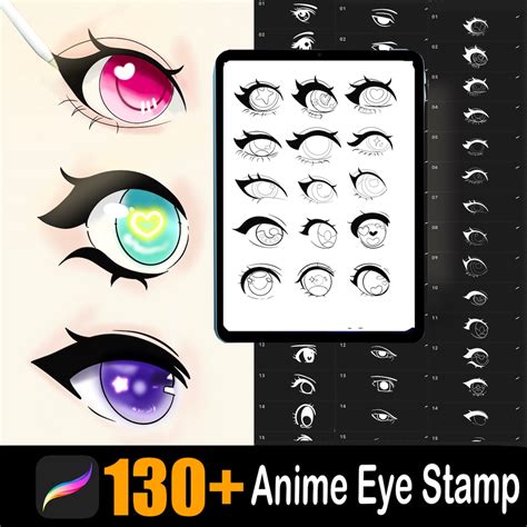 130 Procreate Anime Eye Stamps Procreate Chibi Stamps Procreate