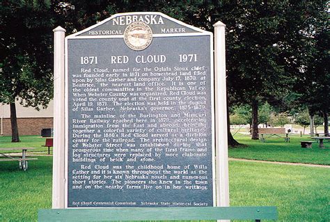 Nebraska Historical Marker: Red Cloud, 1871-1971 - E Nebraska History