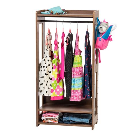 IRIS USA Small Open Wood Clothing Rack for Small Spaces, Clothes Rack with Shelves, Garment rack ...