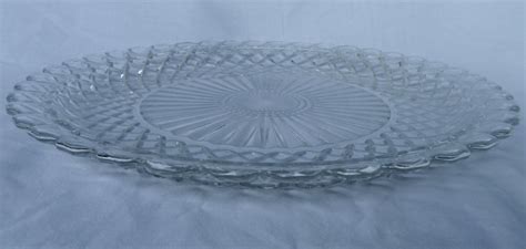 Vintage Pressed Glass Plate Clear Diamond Pattern 14 By Ahotstores