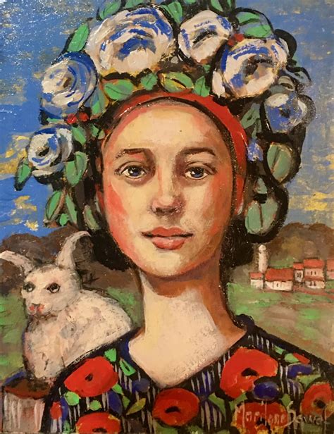 Girl With Blue Flowers Red Raven Art Company