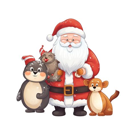 Cartão De Natal Natal Papai Noel PNG Pinguim E Renas Ilustração