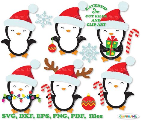 Instant Download Christmas Penguin Svg Cut Files And Clip Art Cp 1 Personal And Commercial