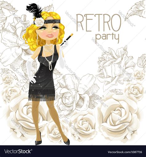 Retro Glamour Girl Royalty Free Vector Image Vectorstock