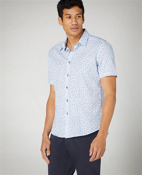 Slim Fit Print Cotton Short Sleeve Shirt