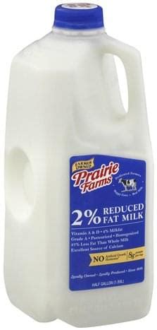 Prairie Farms Reduced Fat 2 Milkfat Milk 0 5 Gl Nutrition