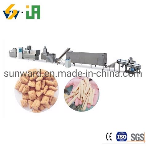 Twin Screw Extrusion Puffed Core Filling Snack Making Machine Filled