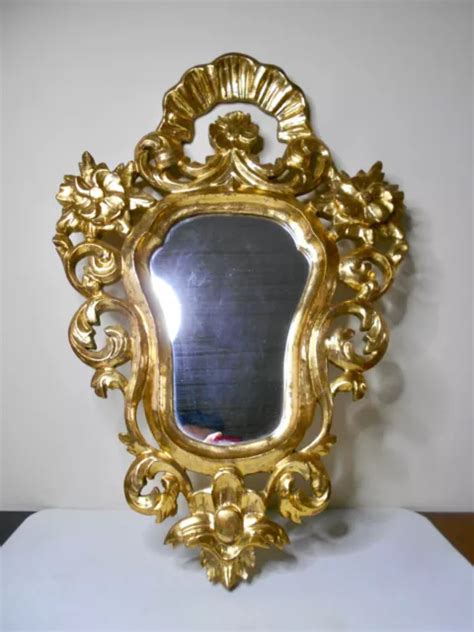 ANCIEN MIROIR CADRE bois doré sculpté style Baroque Louis XV Rocaille