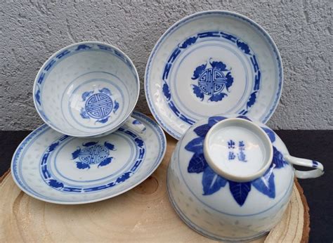 Tasses Th Bleu Et Blanc Porcelaine Chine Catawiki