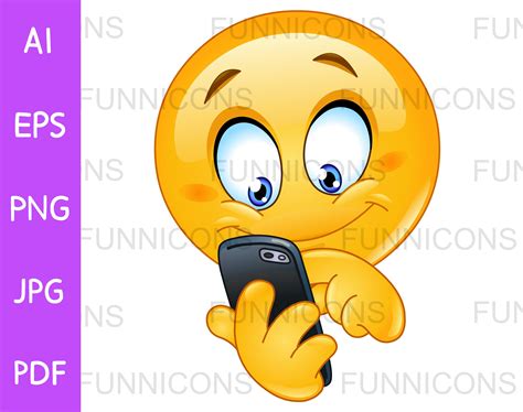 Smart Phone Emoji Texting, Surfing, Playing Game, Vector clipart.