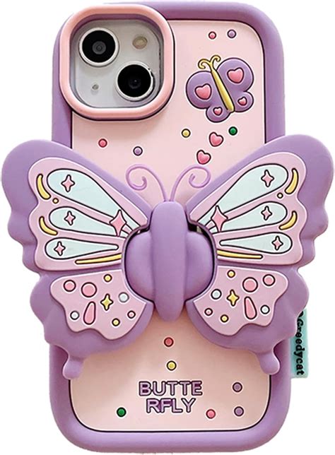 Purple Butterfly Phone Case Compatible With Iphone 14 Pro Cute 3d Korea Dopamine Butterfly Case