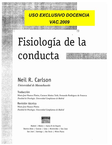 Libro Fisiologia De La Conducta Neil Carlson