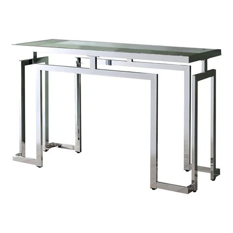 Bowery Hill Contemporary Glass Top Console Table In Chrome Walmart