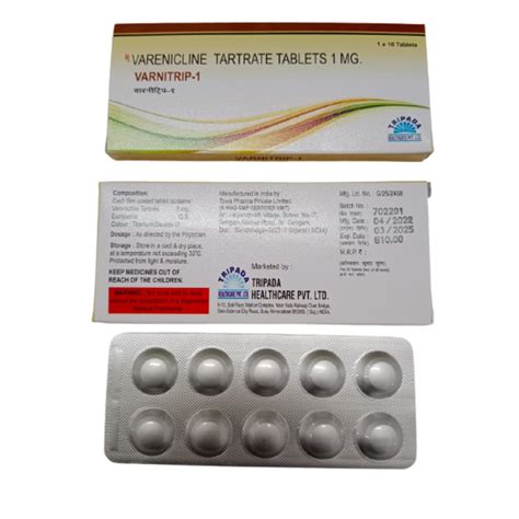 Varnitrip Tablet Varenicline Tartrate 1 Mg At Rs 450stripe In Nagpur Id 26459565197