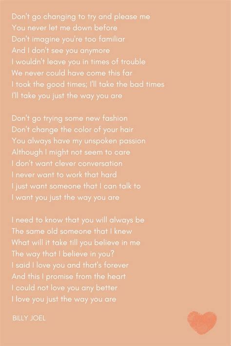 Just the way you are Billy Joel song lyrics as wedding reading | Billy ...