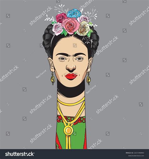 Frida Kahlo Cartoon Style Portrait She Stock Vector (Royalty Free ...