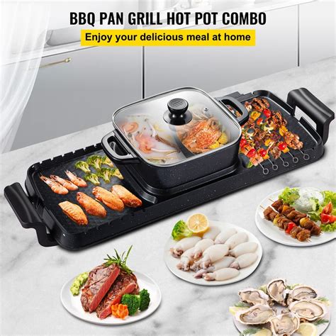 Electric 2 In 1 Hot Pot BBQ Grill Hot Pot Oven Smokeless BBQ Pan 2400W