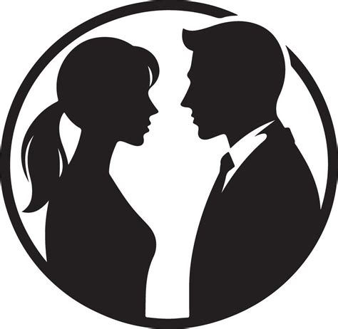 Minimal Angry Husband And Wife Couple Quarreling Black Color Vector