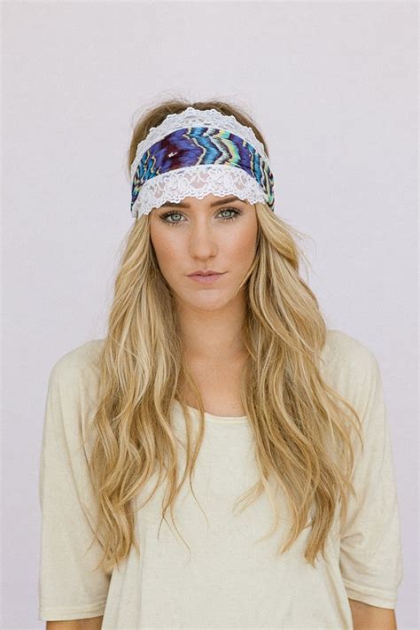 Aztec Headband Wide Tribal Pattern Chiffon By Threebirdnest 2299