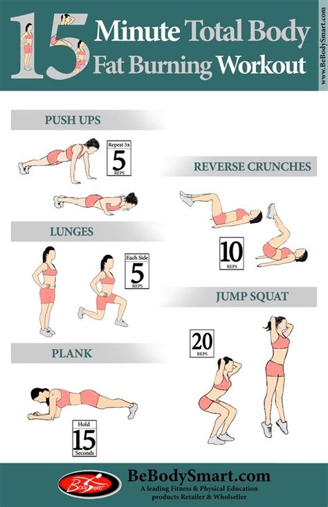 15 Minute Total Body Fat Burning Workout Exerise Tips Pinterest