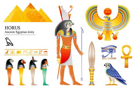 Premium Vector Ancient Egyptian God Horus Icon Set Falcon Deity