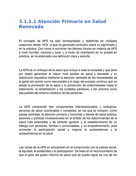 3 1 1 1 Atención Primaria en Salud Renovada 3 1 1 Atención Primaria