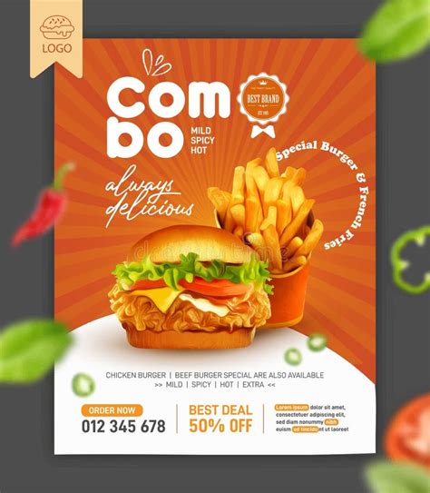 Fried Chicken Burger And Fries Banner Ads Design Template Stock Vector Illustration Of Cheese