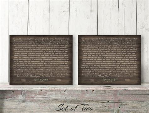 Thank You Gift for PARENTS Set of 2 Rustic Wedding Gift OR - Etsy