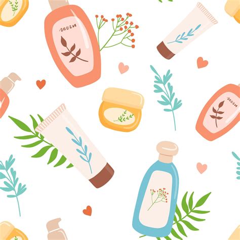 Seamless Pattern Skin Care Products Illustration Body Lotion Face