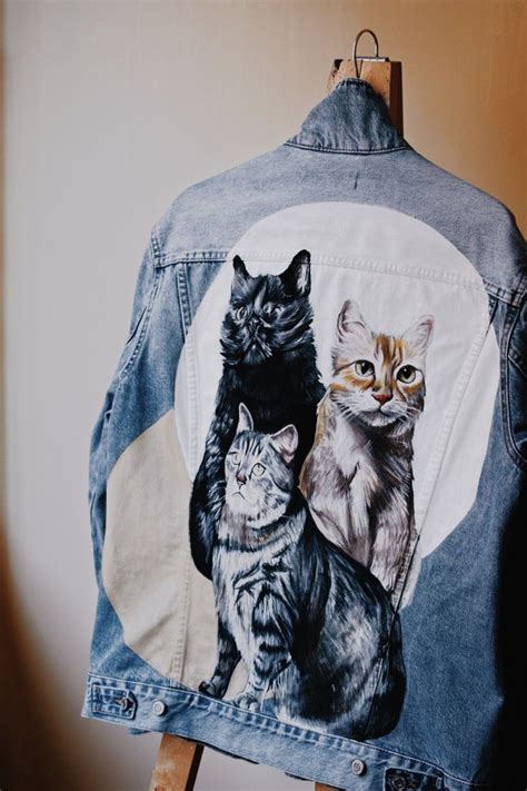 Custom Denim Jackets Cat Reference Painted Denim Jacket Textiles