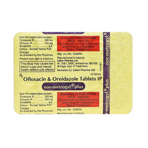 Buy NOR METROGYL PLUS Tablet 10 S Online At Upto 25 OFF Netmeds