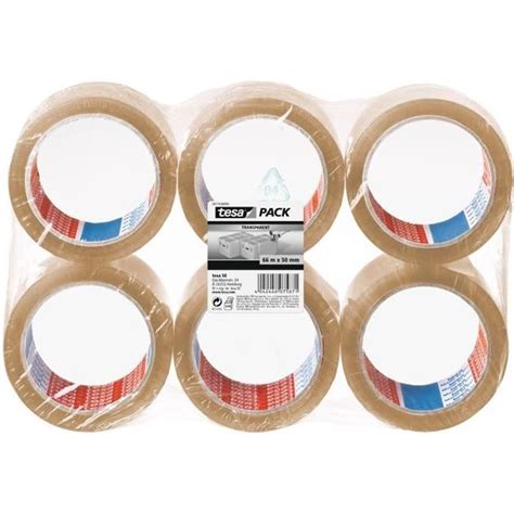 TESA Ruban adhésif d emballage carton Lot de 6 66m x 50mm