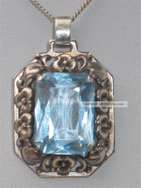 Jugendstil Er Silber Anh Nger Aquamarin Kette Design