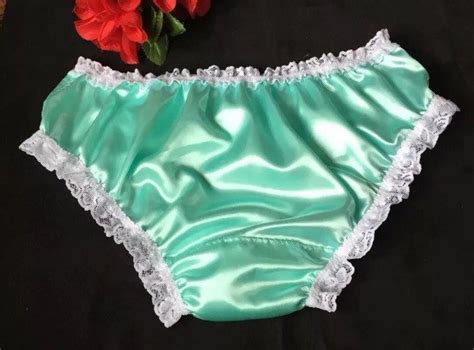 Aqua Satin Panties Sissy Bikini Knickers Etsy