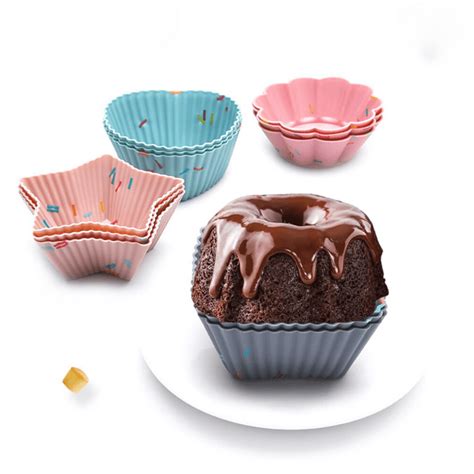 12 Pcs Mini Cake Pan, Silicone Cake Molds Nonstick Fluted Cake Pans For ...