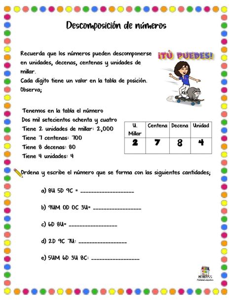 Ficha Online De Descomposición De Números Para Tercer Grado Puedes