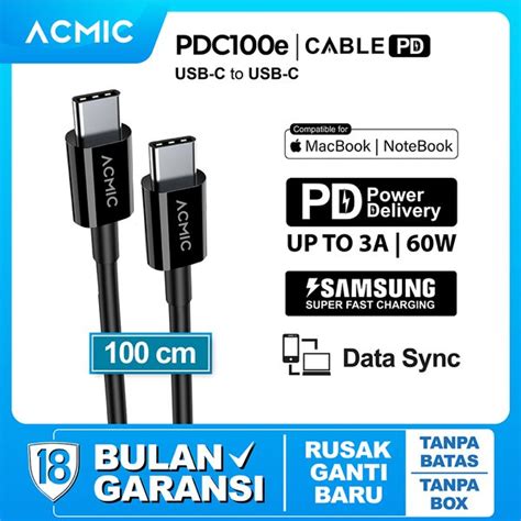 Jual ACMIC PDC100e Power Delivery PD 100cm Cable USB Type C To USB Type