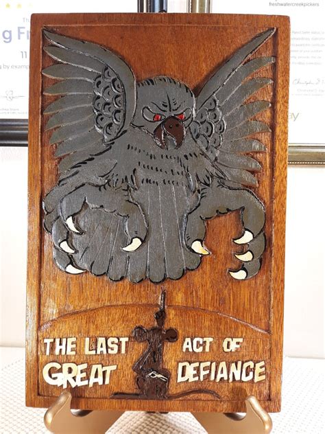 Rare Vintage 1970s The Last Great Act Of Defiance Hand Carved Wood