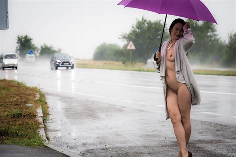 Naked Rain Nude Photo Under An Umbrella On The Highway Pablo Incognito