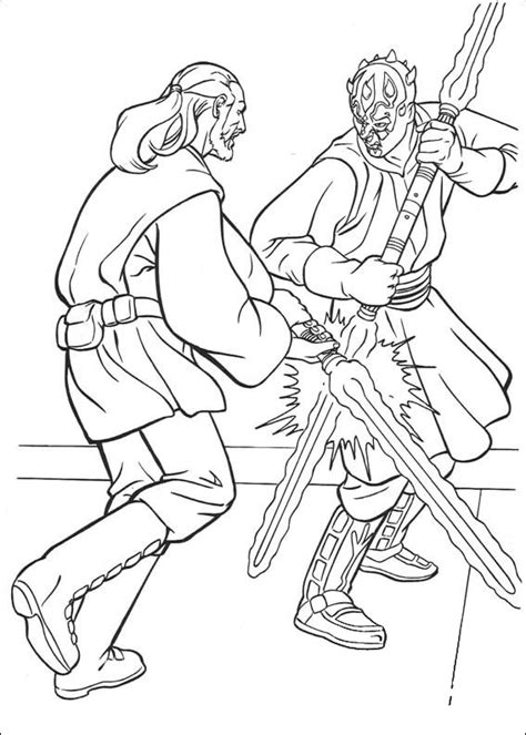 Darth Maul Vs Qui Gon Jinn Fight Coloring Page Colouringpages