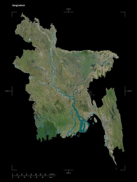 Bangladesh Shape On Black High Res Satellite Stock Illustration