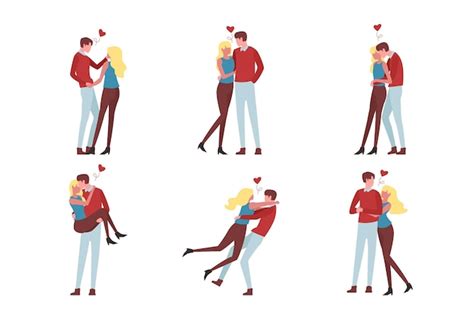 Paquete De Pareja De San Valent N Dibujado A Mano Vector Gratis