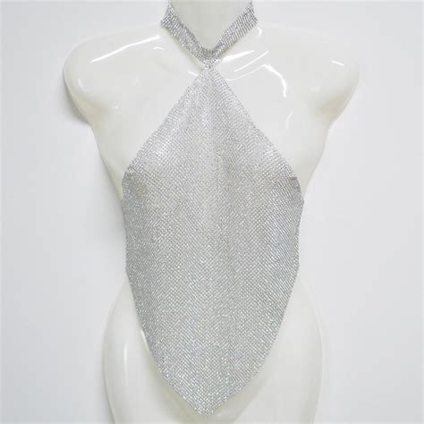 Collier Cha Nes De Taille Maillot De Bain Bikini Soutien Gorge En Cristal Gilet Paillet Pour