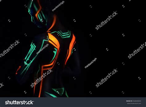 Cyberpunk Nude Girl Ultraviolet Lines Ultraviolet Stock Photo Shutterstock