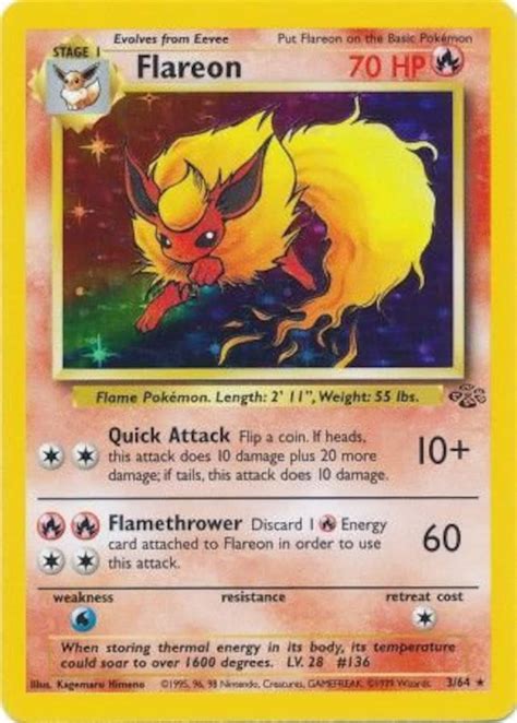 Flareon Holofoil Base Jungle Set Rare Carte Pok Mon Vraie Carte