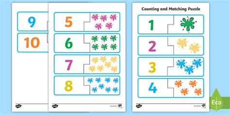 Splat Themed Counting Matching Puzzle Teacher Made