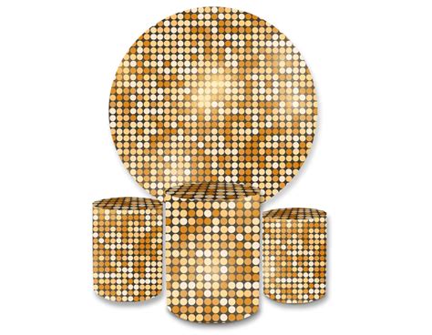 Kit Capa Painel Trio Cilindros Dourado Quadriculado Loja Bibi Painéis