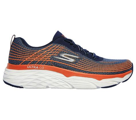 Skechers Navy Orange Shoes Men Max Cushion Elite Go Run Walk Sport