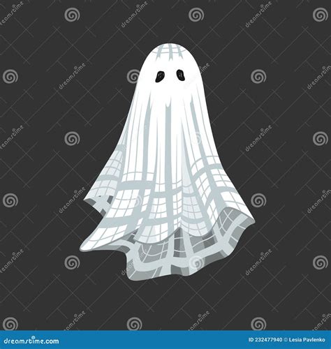 Cute Ghost In A Vintage Checkered Sheet Template For Halloween Decorative Design Stock Vector